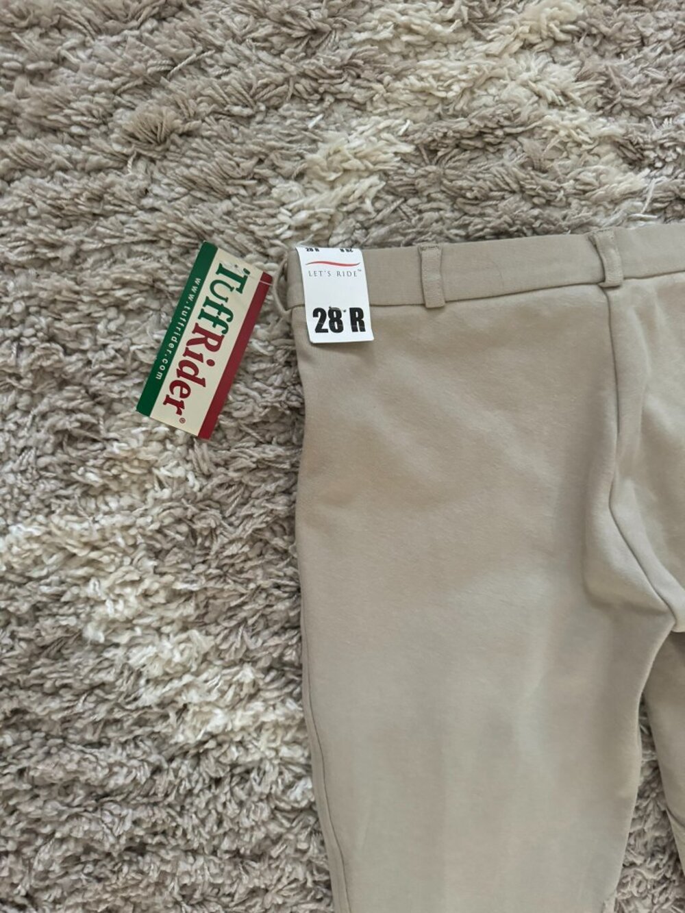 TuffRider Front Zip Knee Patch Breeches New with Tags, Size 28R - Picture 3 of 5